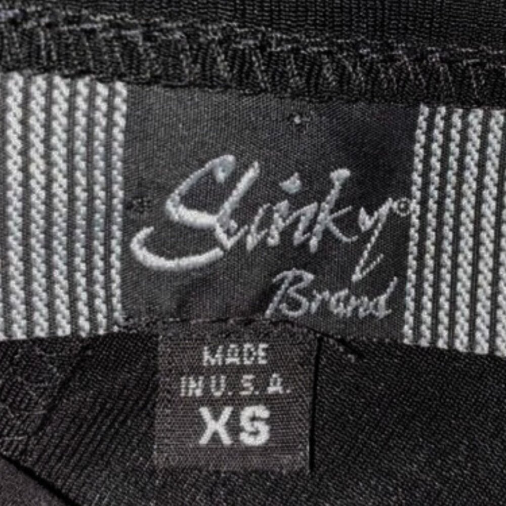 Slinky Brand Black Faux Scarf V-Neck Tunic Top XS Handkerchief Hem Y2K - Picture 4 of 7